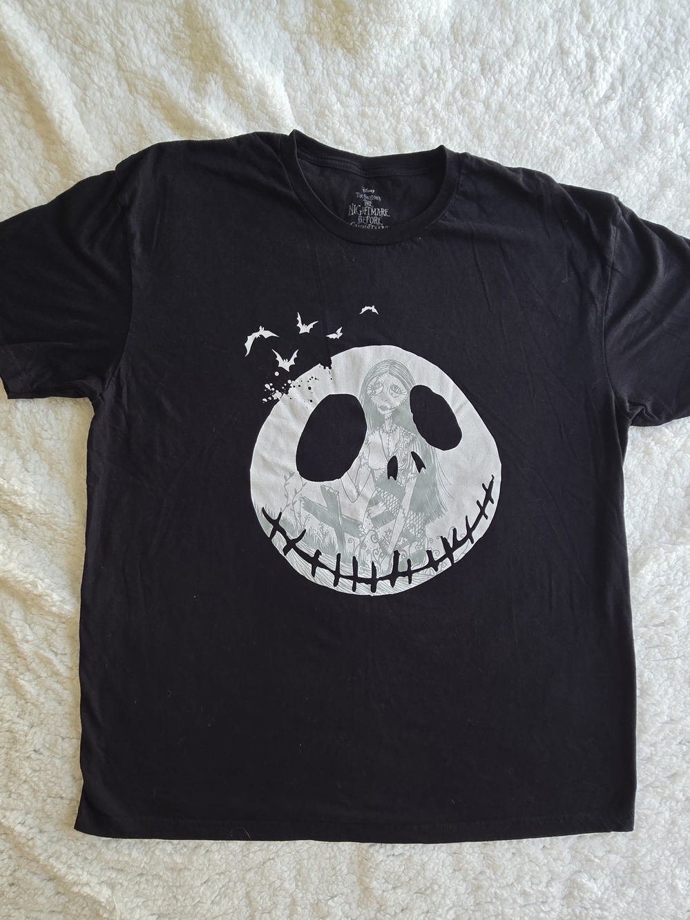 Black Graphic Men's T-Shirt with White Jack Skull Print